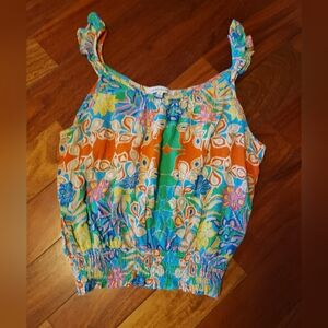 Rose and Olive Tropical Print Tank Top Size Small